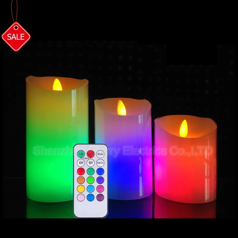 
hot selling multicolor remote control smart moving flame led candles 