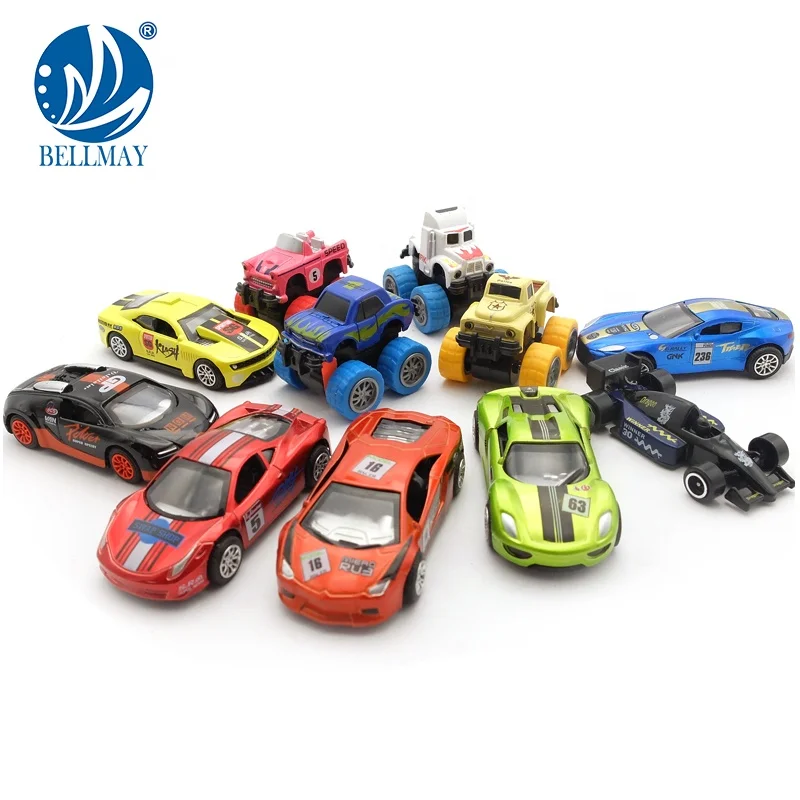 Bemay Toy Hot Selling 11pcs Slide Super Speed Car, Vintage Miniatures Small Metal Free Wheel Car Model Toys for Kids