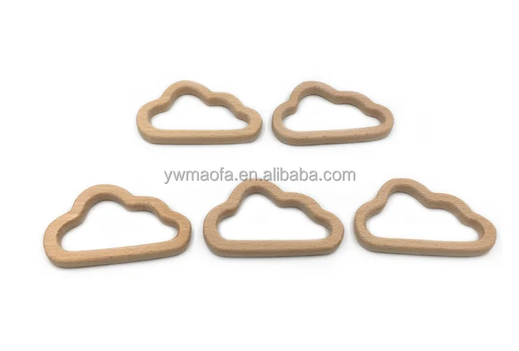Wholesale Eco-friendly Beech Wooden Cloud Shaped Teething Components for baby Chewing Teether Toys