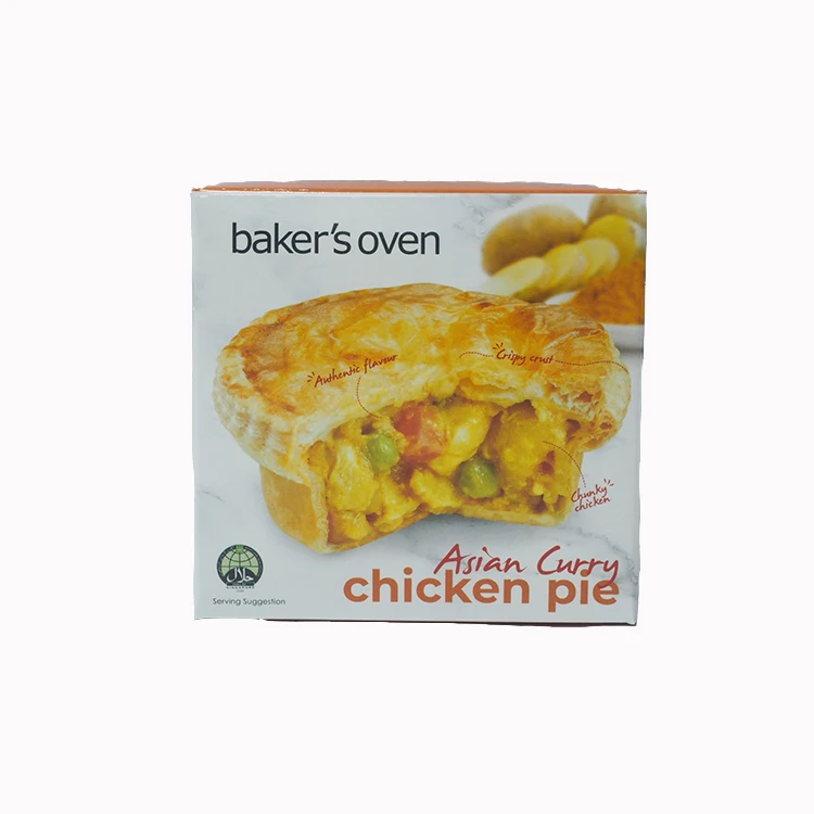 
Frozen Spicy Pastries Creamy Spices & Herbs Flavor Round Asian Curry Chicken Pie With Colored Box Packaging 