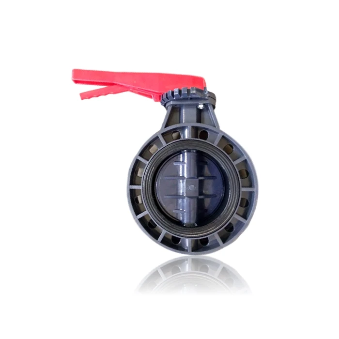 JIS 12 hole 8inch de200 big size rubber epdm seated pvc-u wafer butterfly manual handle lever gear valve