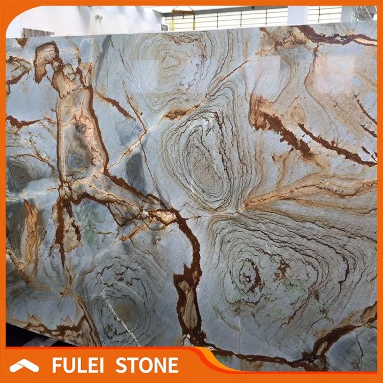 Exotic brazilian natural azul roma imperiale quartzite granite slabs