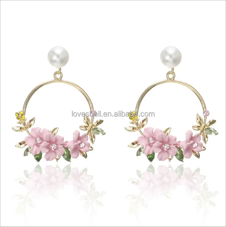 
Лидер продаж, модные серьги в форме цветка из полимерной глины, ювелирные изделия с жемчугом 