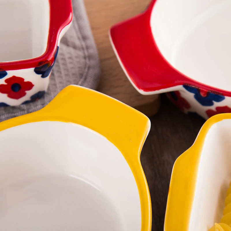 Wholesale Reusable Ovenware Stoneware Cheese Baking Dish with Double Handle