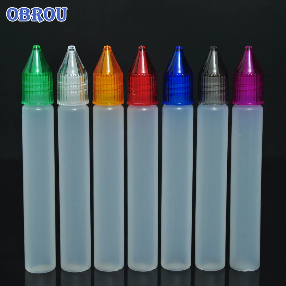 Top quality in stock 10ml 15ml 30ml plastic liquid bottle pe pen shape dropper bottles