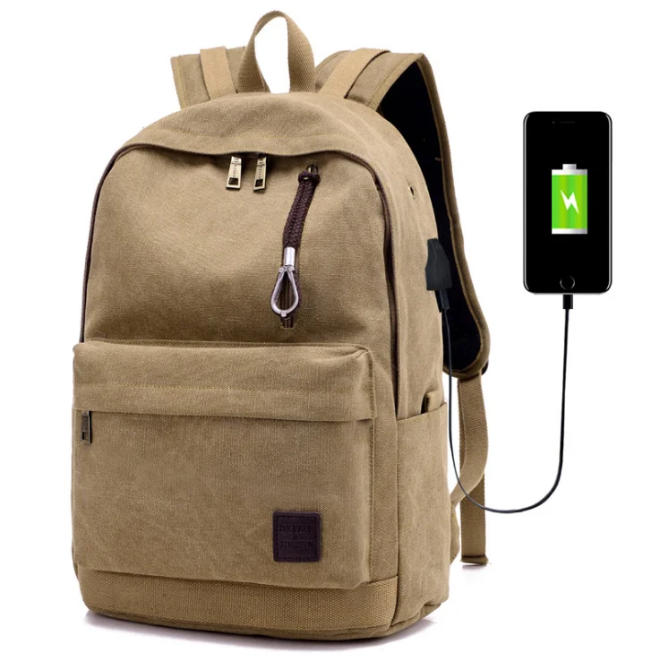 
Wisdom Hill High quality backpack daily canvas rucksack with USB charge port 
