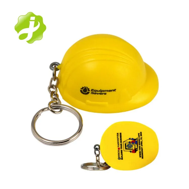 Promotion plastic white safety helmet keychain with custom logo