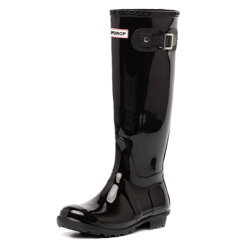 
Hotsales New Design Wellington Rain Boots Ladies Black Shiny Half PVC Rain Boots  (60718592791)