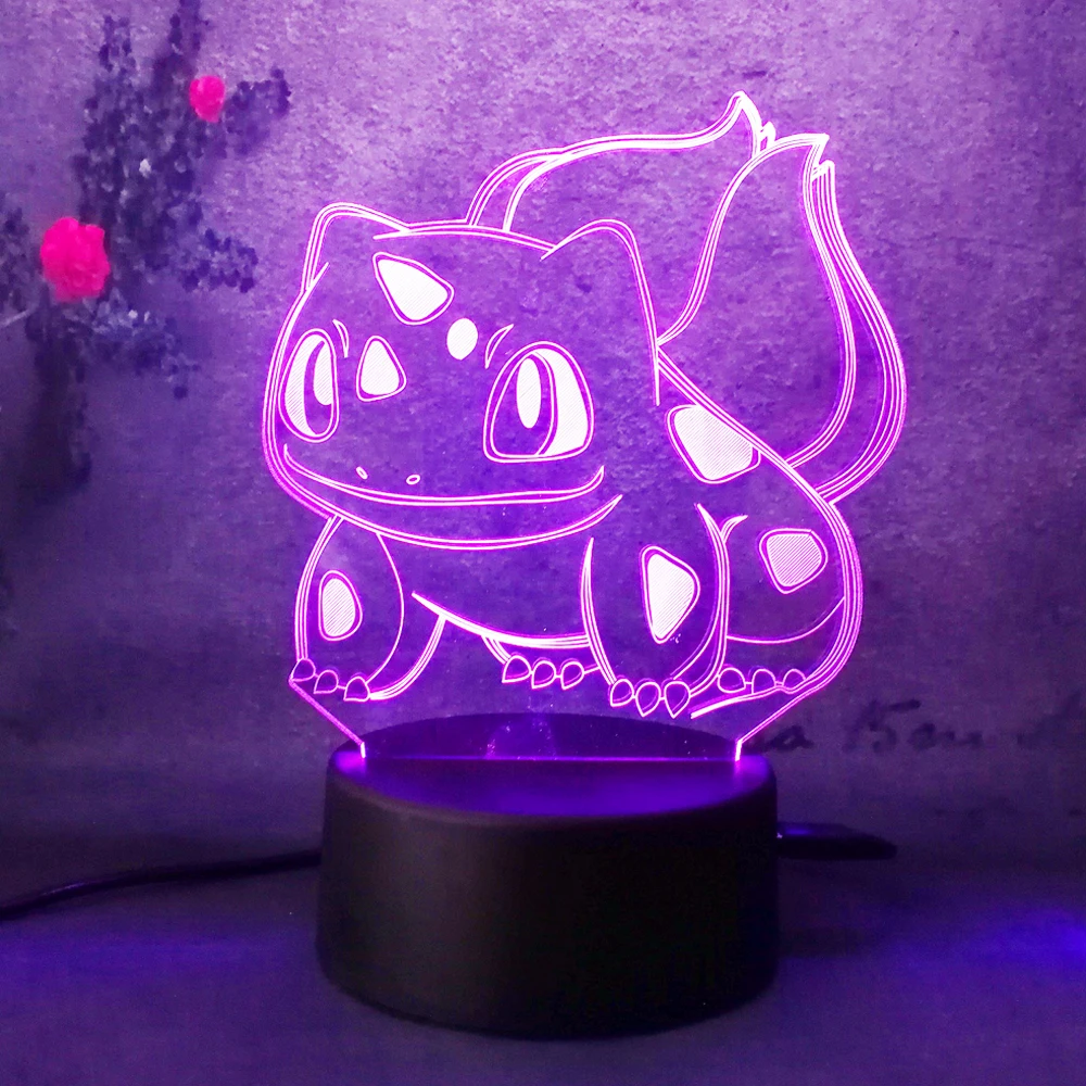 Funny 3D illusion Touch Lamp Hot Pokemon Go Action Figure LED Atmosphere Illusion Night Light Pikachu Bedroom Kid Gift Creative