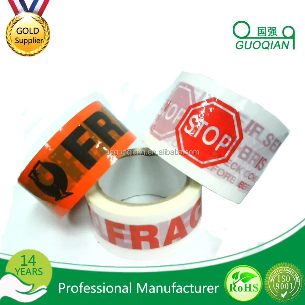 Strong Packing Products Custom Bopp Fragile Tape For Packing And Warning