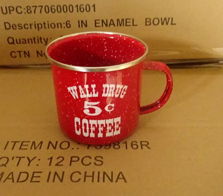 Цветная эмалированная Кружка с зернистой поверхностью и дизайном