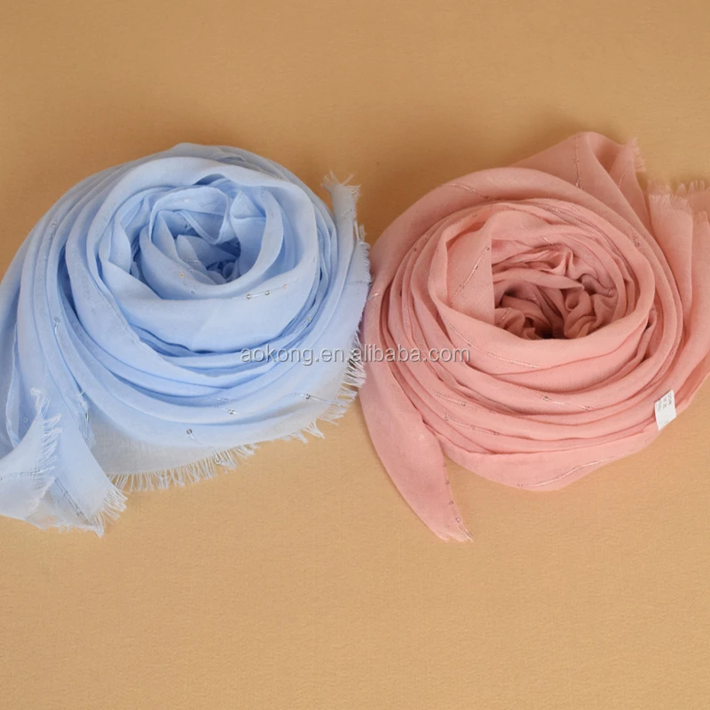 New arrival breathable muslim high quality wraps arab oversize soft plain sequin hijab scarf