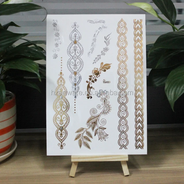 Water transfer tattoo flash gold and silver flash tattoo