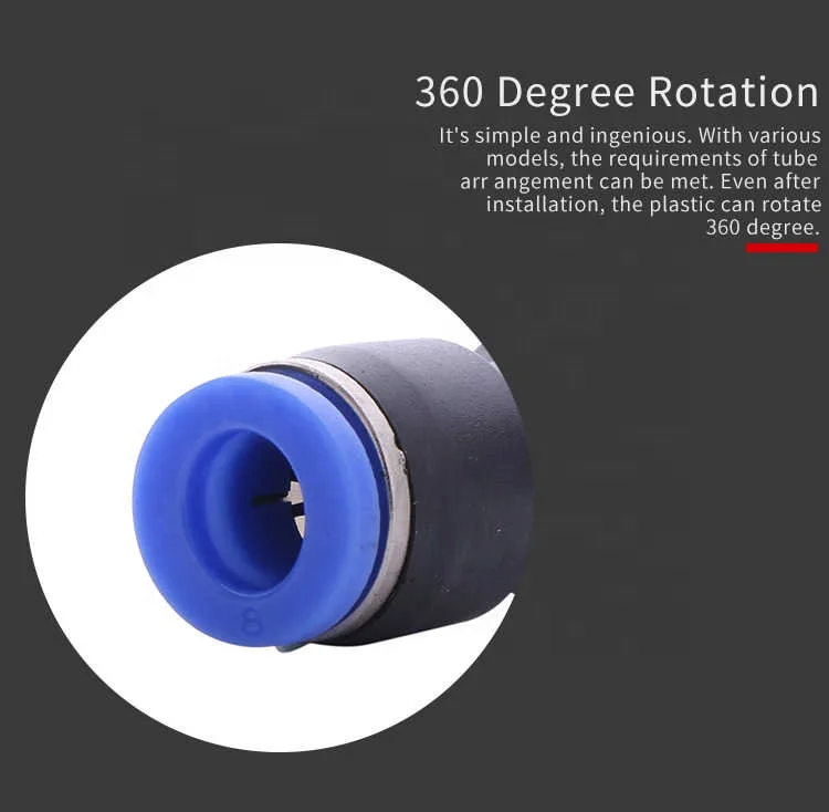 PE04 O.D 4mm 6mm 8mm 10mm 12mm branch union tee three way air hose connector pneumatic hose fitting and couplings