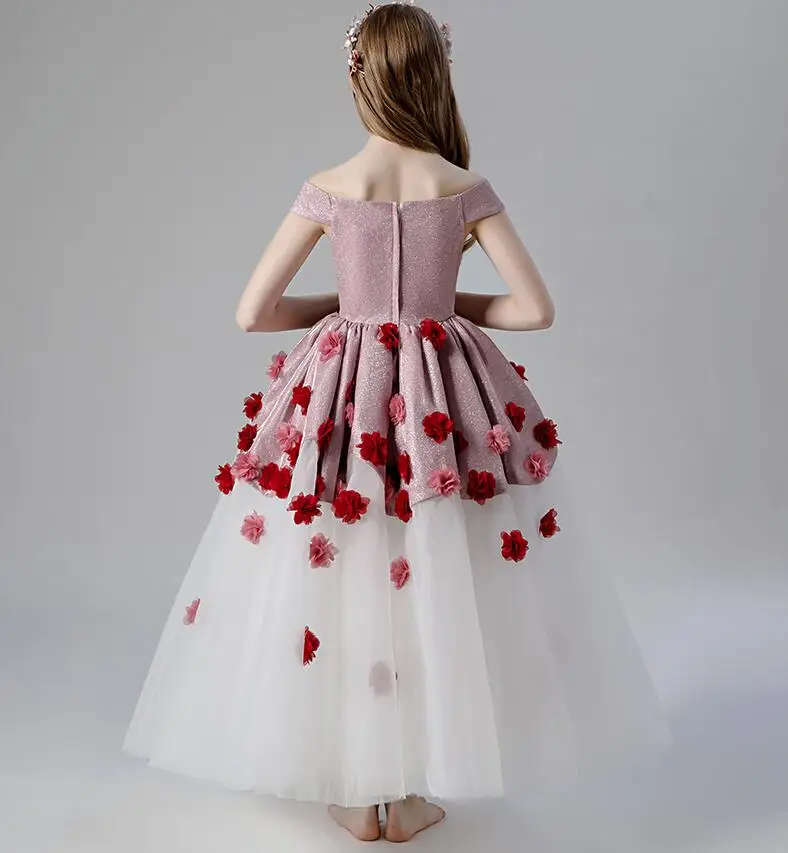 2019 factory price kids girl fashion korean party dress good quality elegant beautiful flower big girls party dress