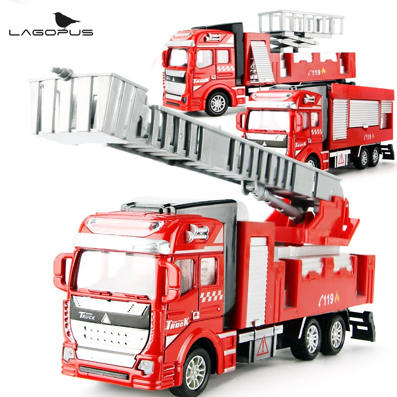 High Quality 1:50 Alloy Model Toy Aerial Rescue Fire Truck Kids Educational Toys Children Collection Boy New