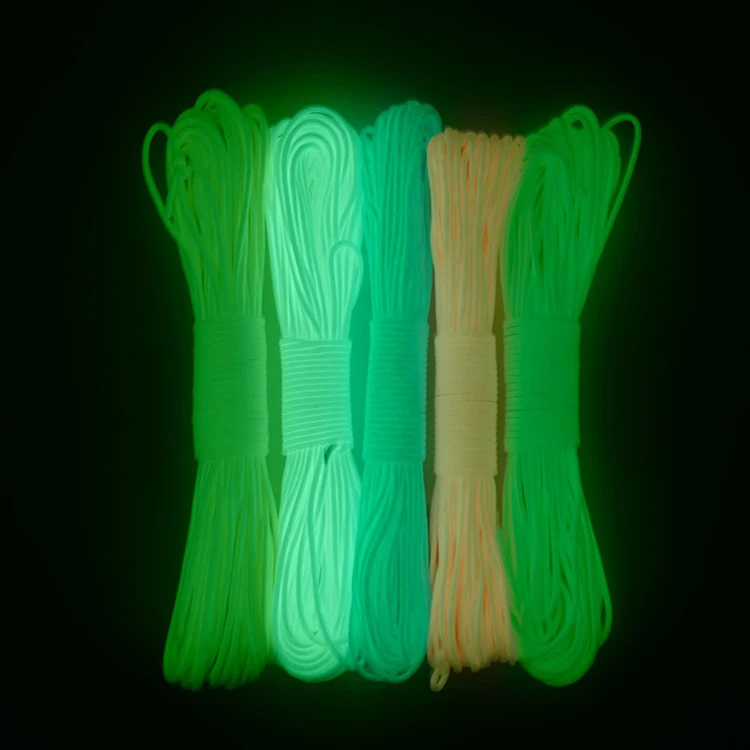 YOUGLE 100 ft (31m) Glow In The dark Parachute Paracord  Cord Lanyard Rope 9 Strands Cores 550LB 4mm Diameter