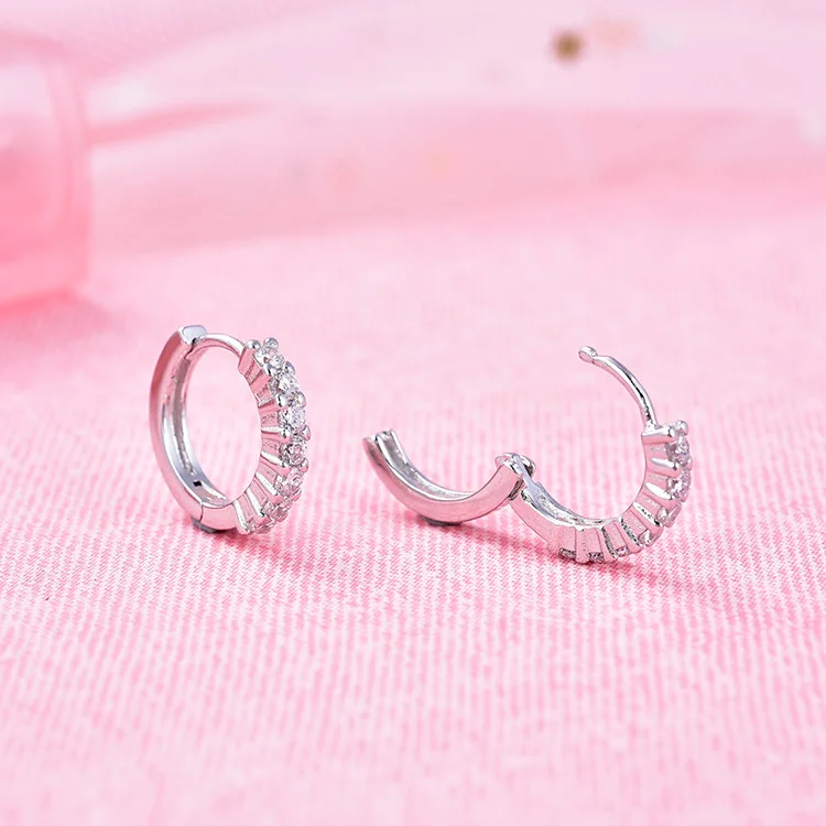 POLIVA Customise 925 Sterling Silver Round Shaped Huggie Hoop Korea Earrings