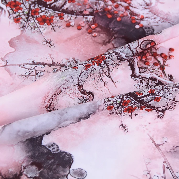 
China wholesale chinese style super soft digital printed 95 polyester 5 spandex fabric for dress 