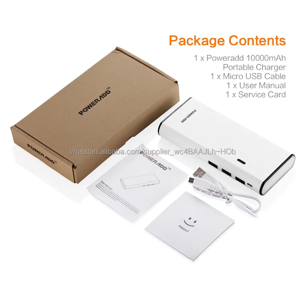 Poweradd оптовая Li-ion10000mAh Портативный банк силы Внешнее Зарядное Устройство