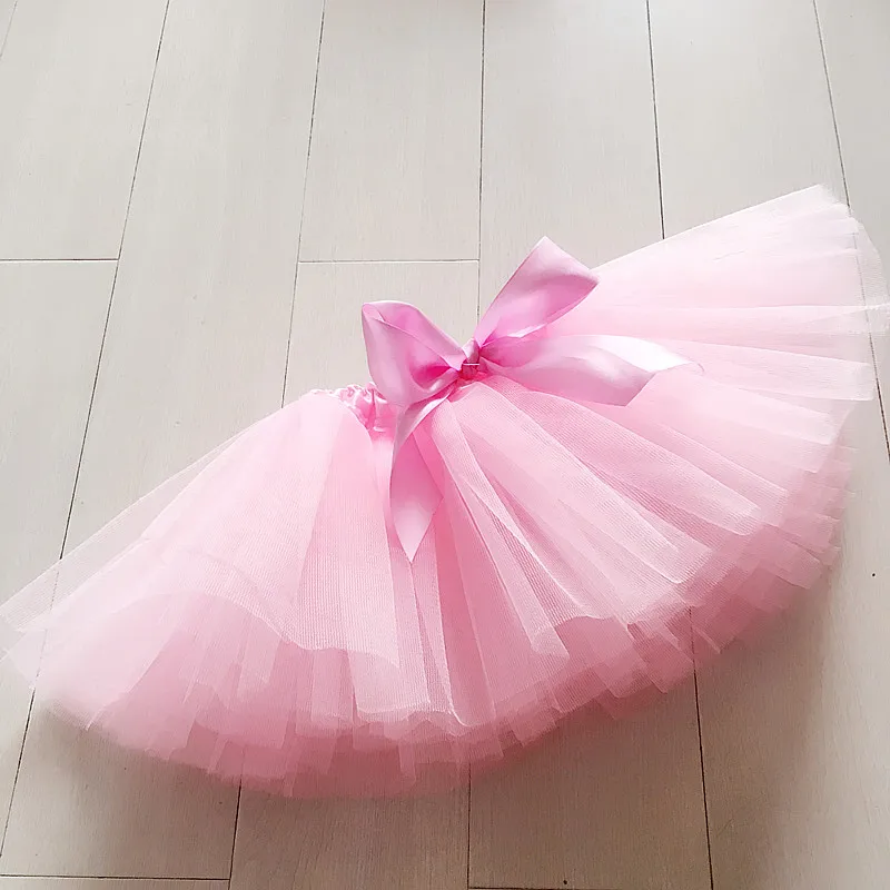 Недорогая светло-розовая юбка-пачка для девочек, розовая юбка-пачка с бантом