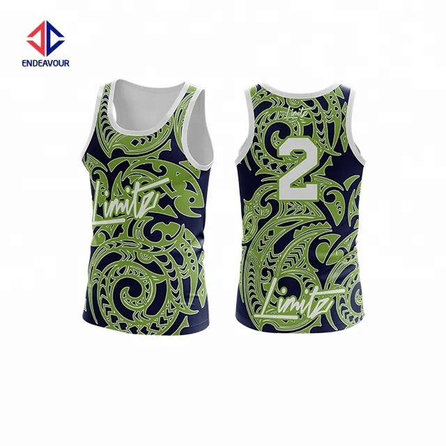 Nice Color Fully Sublimation Customation Touch Football Singlet Green
