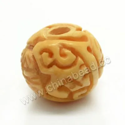 Carved Bone jewelry bead wholesale, Ivory, Chinese Longevity Symbol beads