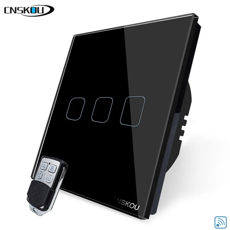 CNSKOU EU Standard 3 Gang 1 Way Mini 220V Light Wireless Remote Control Switch