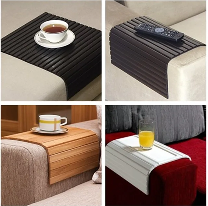 
Flexible removable Wooden Sofa Armrest Roll Up Tray Table 