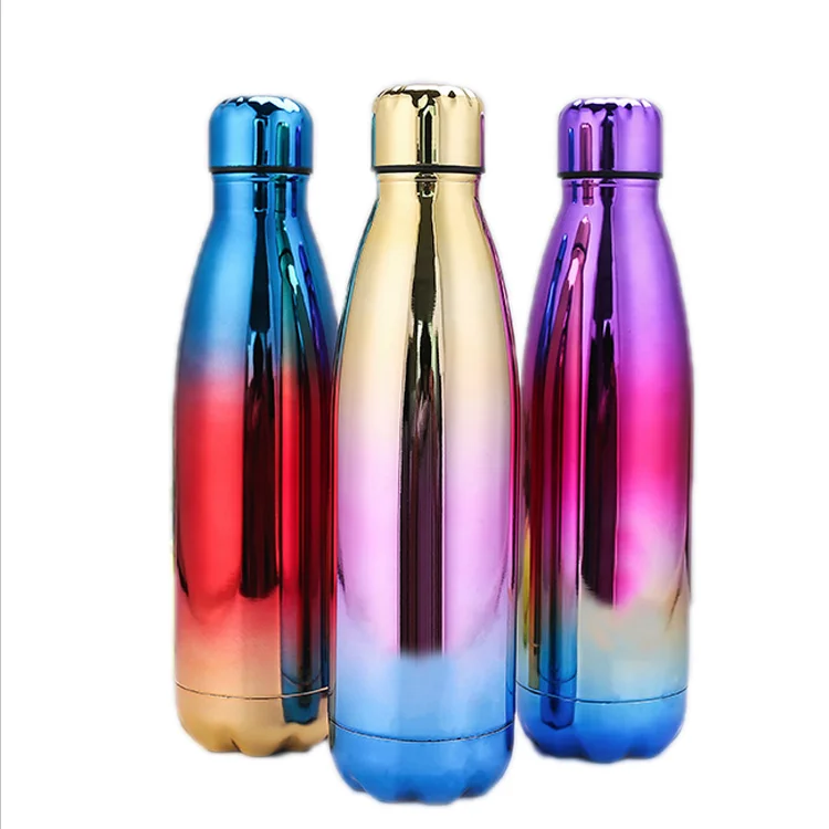 Спортивная бутылка с двойной стенкой 17 унций фляга в форме колы для воды из нержавеющей стали крышкой