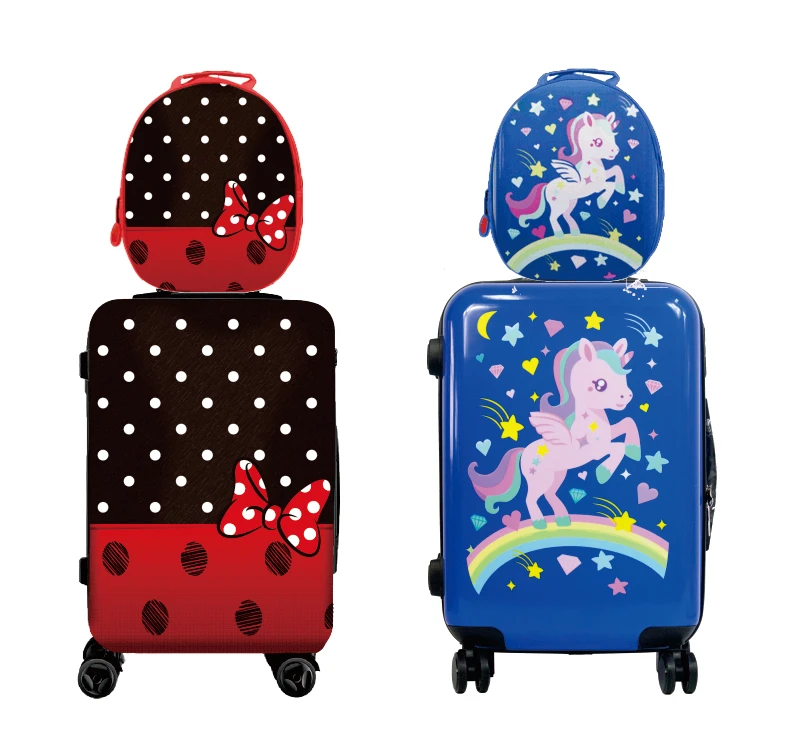 Popular Kids trolley case and school bag suit children lovely kids school luggage set for little girls