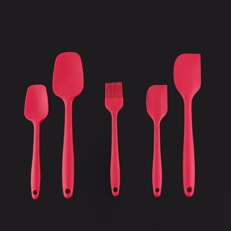 Silicone Spatula 5-piece Set High Heat-Resistant Spatulas/Brush Non-stick Rubber Spatulas with Stainless Steel Core