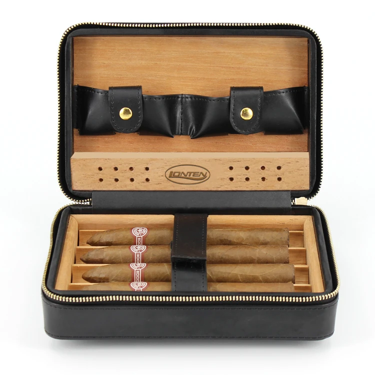 Wholesale Spanish Cedar Humidor Leather Travel Cigar Case