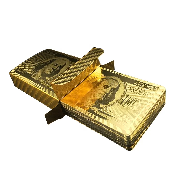
GS-18074 Custom US Dollar Playing Cards Gold Plated Playing Cards 