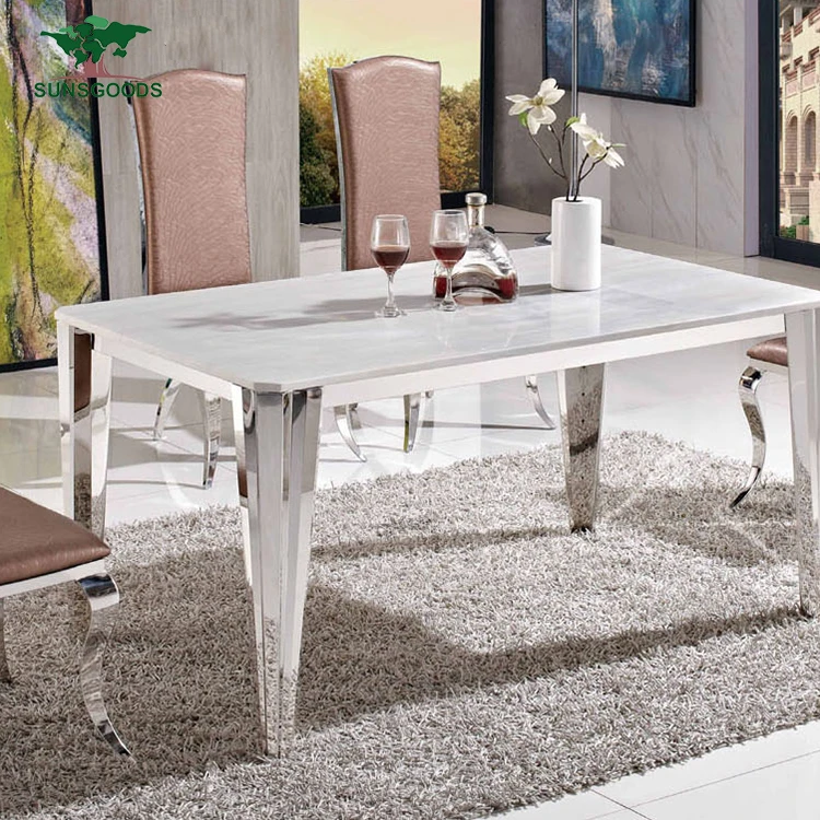 Промышленный мраморный камень, горячая Распродажа, европейский стиль, белый столовый стол для столовой, прямоугольный мраморный обеденный стол, современный обеденный стол
