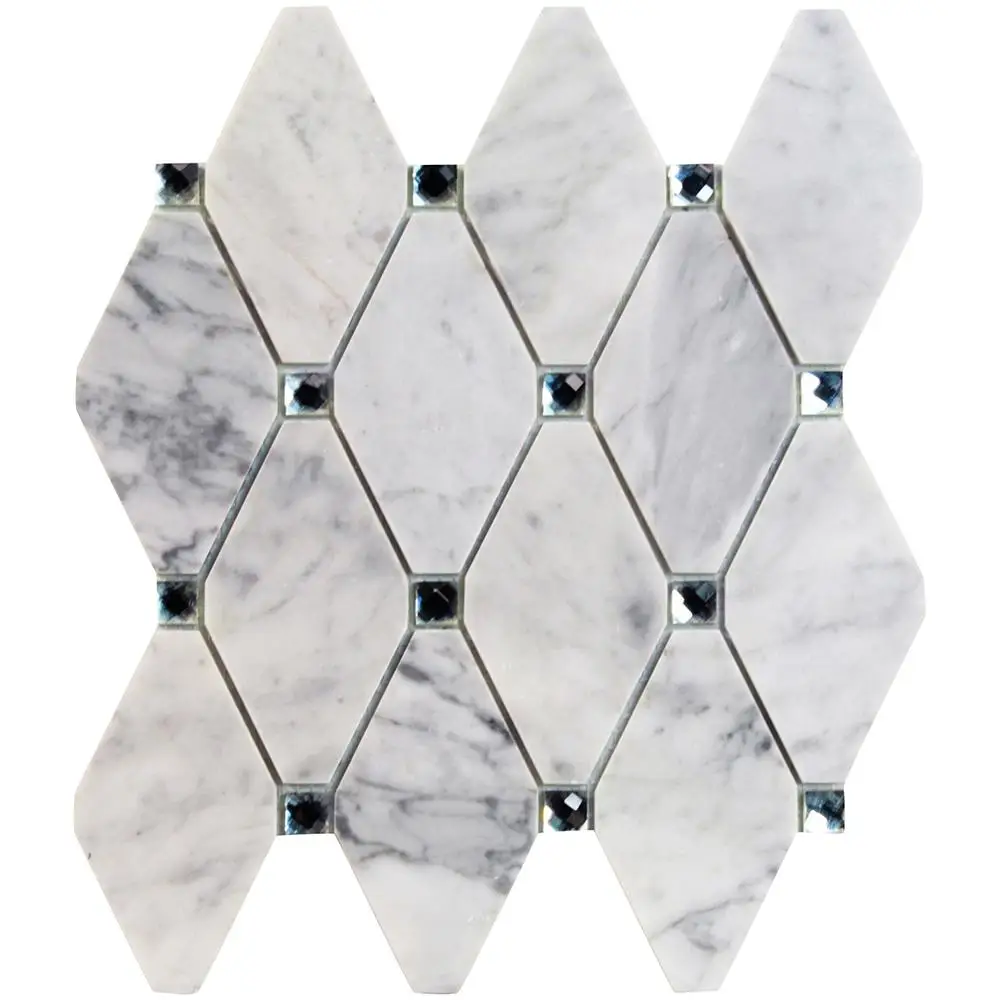 Decorstone24 Carrara White Marble Mixed Glass Mosaic Tiles For Backsplash