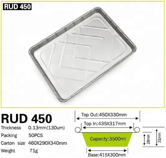 One Time Use BBQ Grill Food Aluminum Foil Tray Container