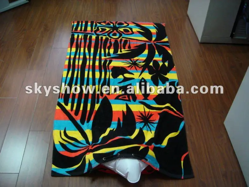 Custom Printed Beach Towel With Inflatable Pillow Cotton Towel