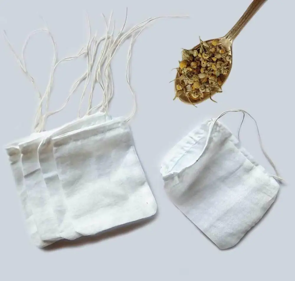 Natural organic cotton empty tea bag or coffee brew bag