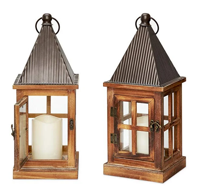 Christmas decorations use rustic grey wooden lantern ,Candle holder
