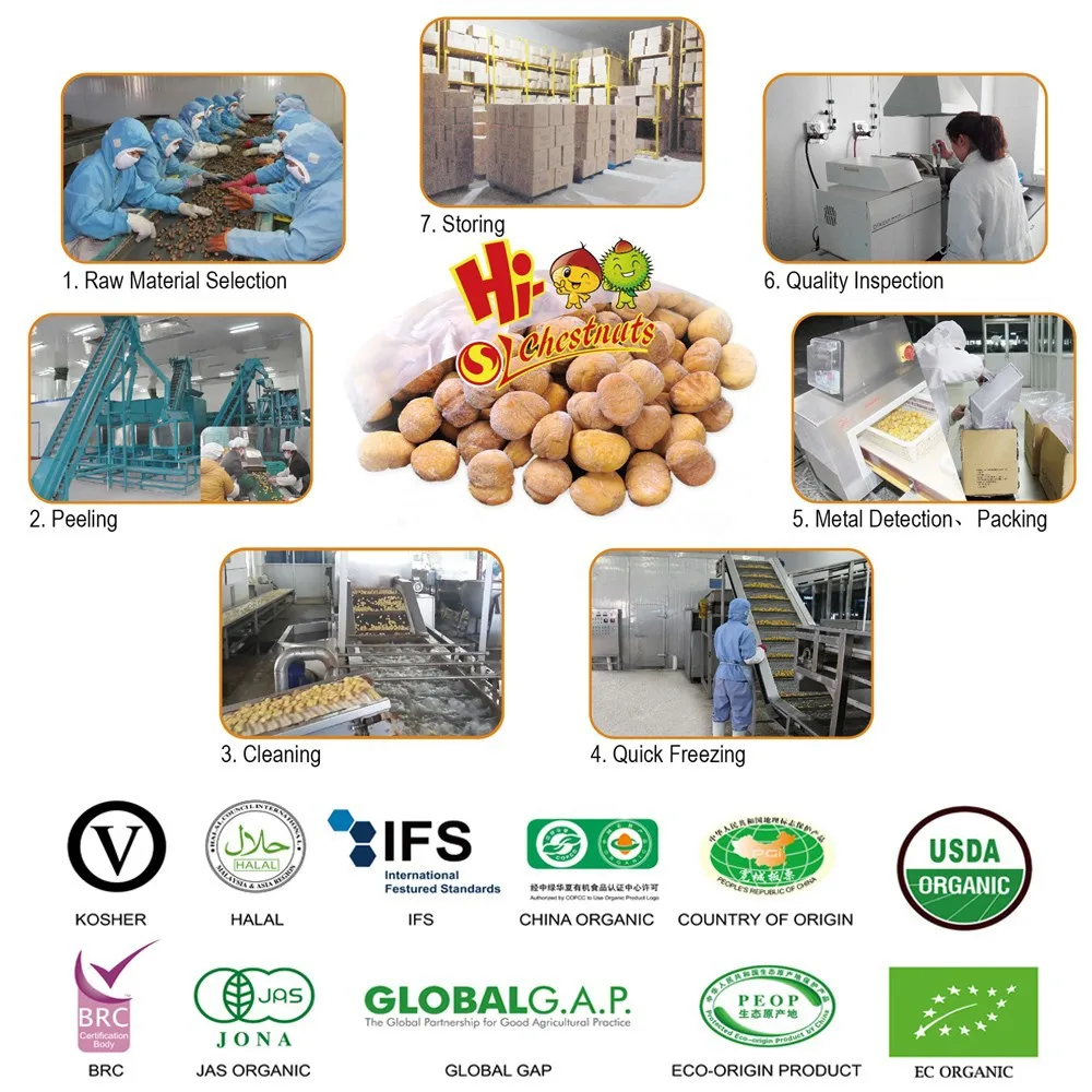 Bulk Frozen Peeled Chestnuts for sale