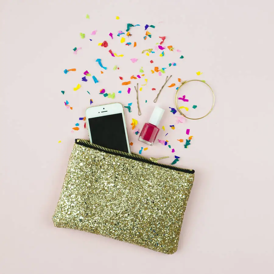blank fashion women party glitter cosmetic bag makeup travel bag cosmetic clutch bag