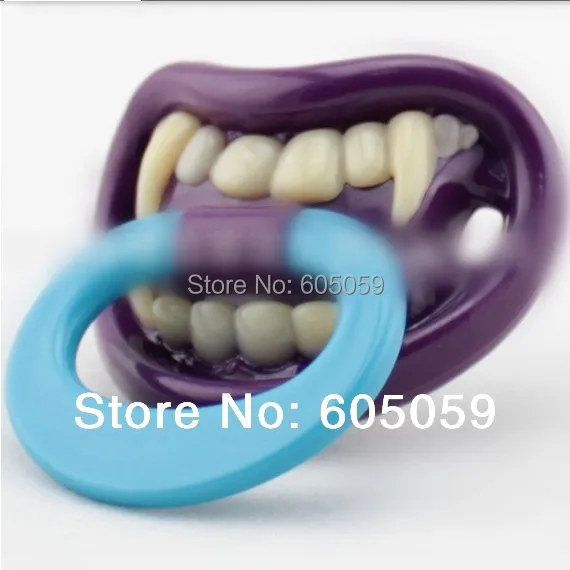 SGS certificate Eco Friendly ABS Silicon Vampire Purple Funny baby pacifier for kids Kids Toys drop