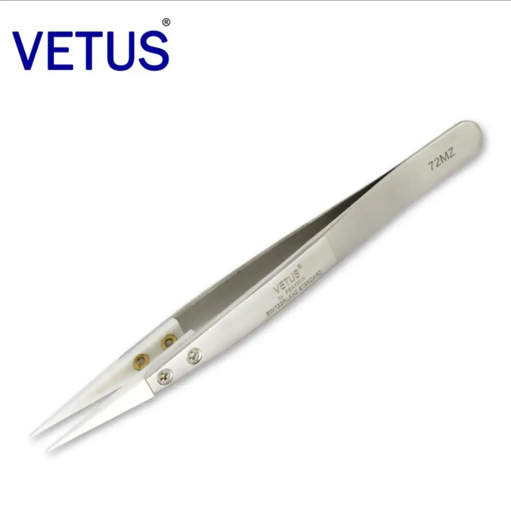
130mm Heat Insulating Electrically Insulating Vetus 72-MZ Ceramic Tipped Tweezer 