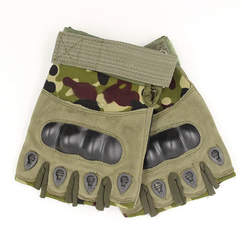 Camo Military Tactical Gloves Half Finger Embroidered With Your Logo