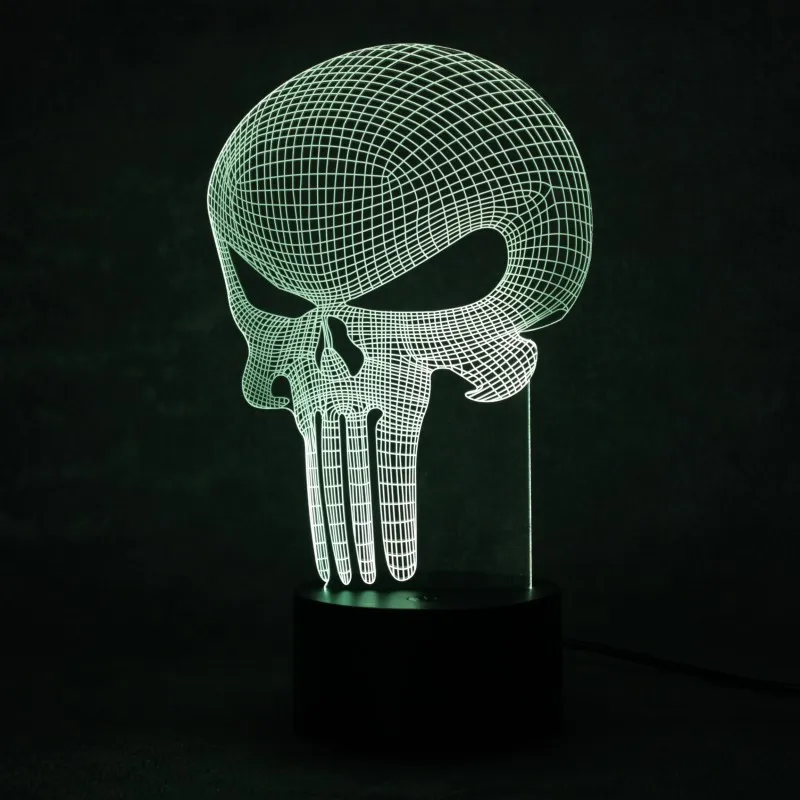 3D led Punisher Skull Lighting Great Night light with a Soft Glow for Kids