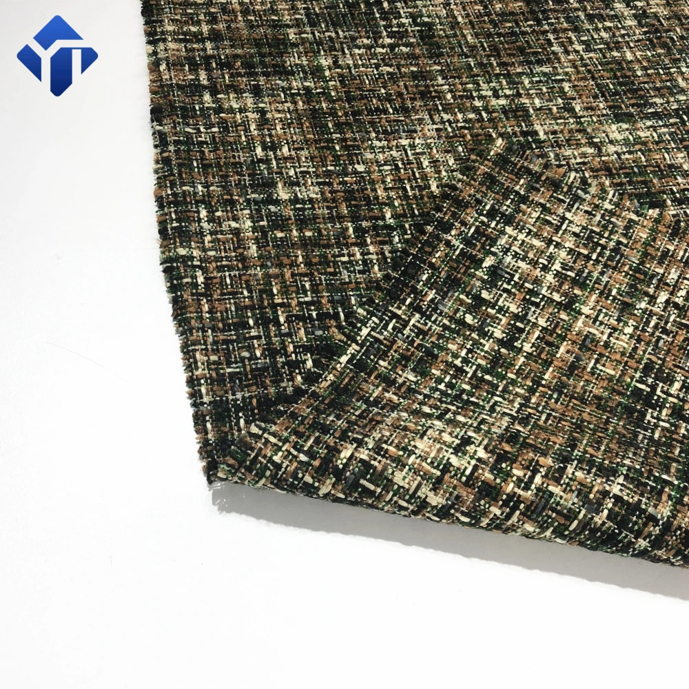 
Woolen acrylic yarn classic design tweed suit woven fabric for women coat 