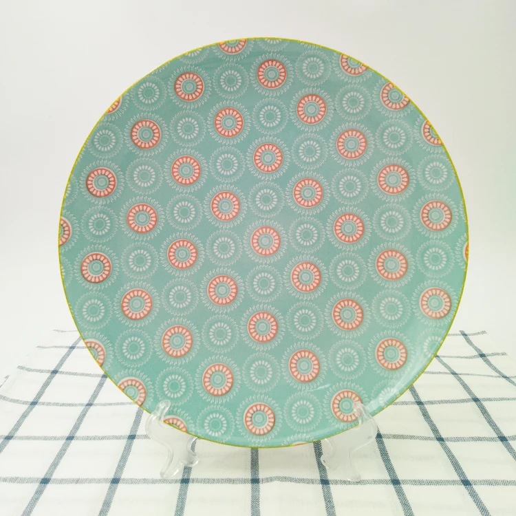 Горячая Распродажа, круглые керамические тарелки с цветочным принтом для ресторана, отеля