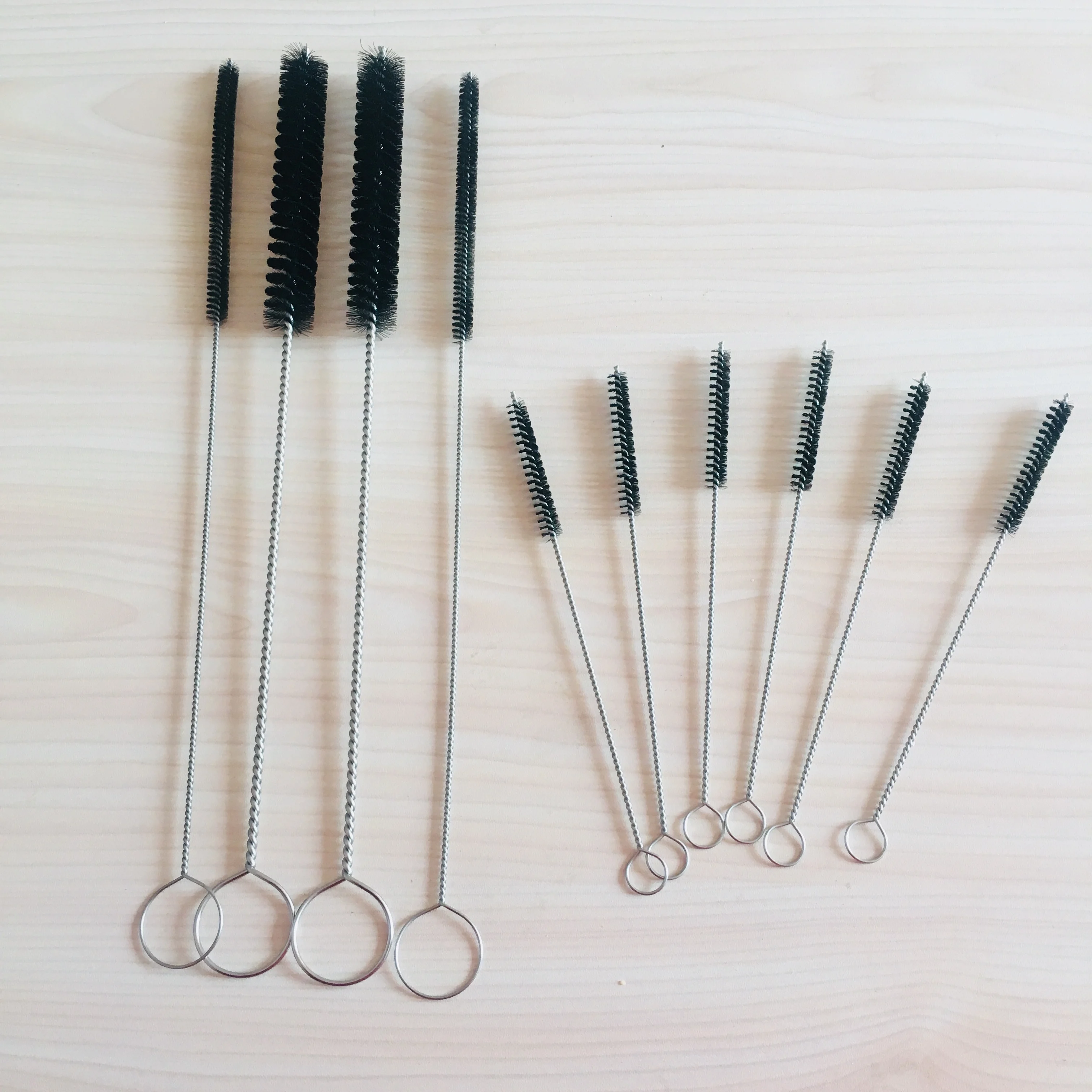 Mini nylon bristle tube brush for cleaning straw spray gun needle brushes