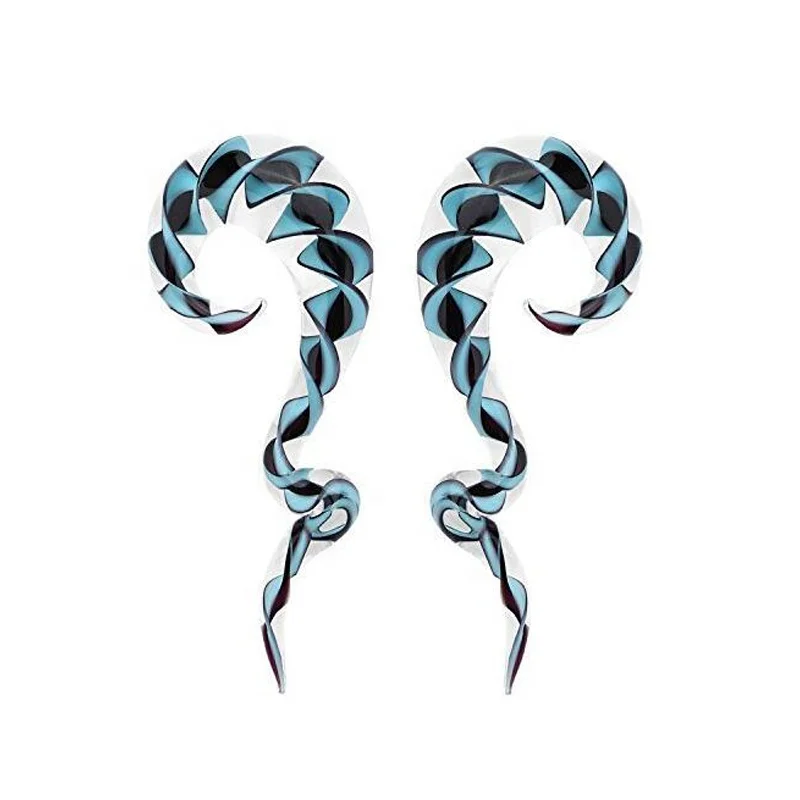 Glass Ear Tapers Plugs Teardrop Spiral Gauges Piercing Set body piercing jewelry